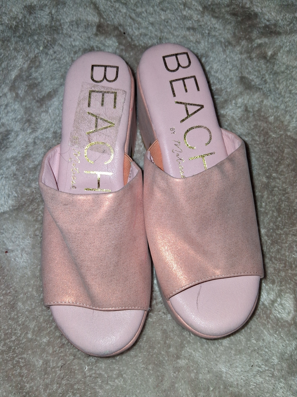 BEACH Pink Slide Mules with Shimmer Upper - New w/out Tags